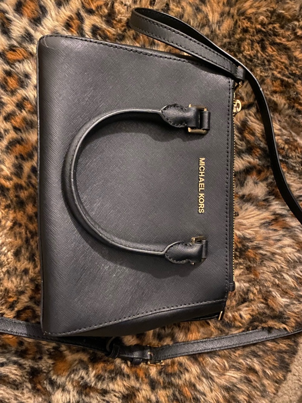 Michael Kors Black Saffiano Leather Satchel Crossbody AUTHENTIC. Price as is